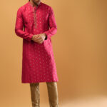 raspberry red kurta set-2