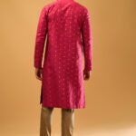 raspberry red kurta set-2