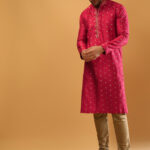 raspberry red kurta set-2